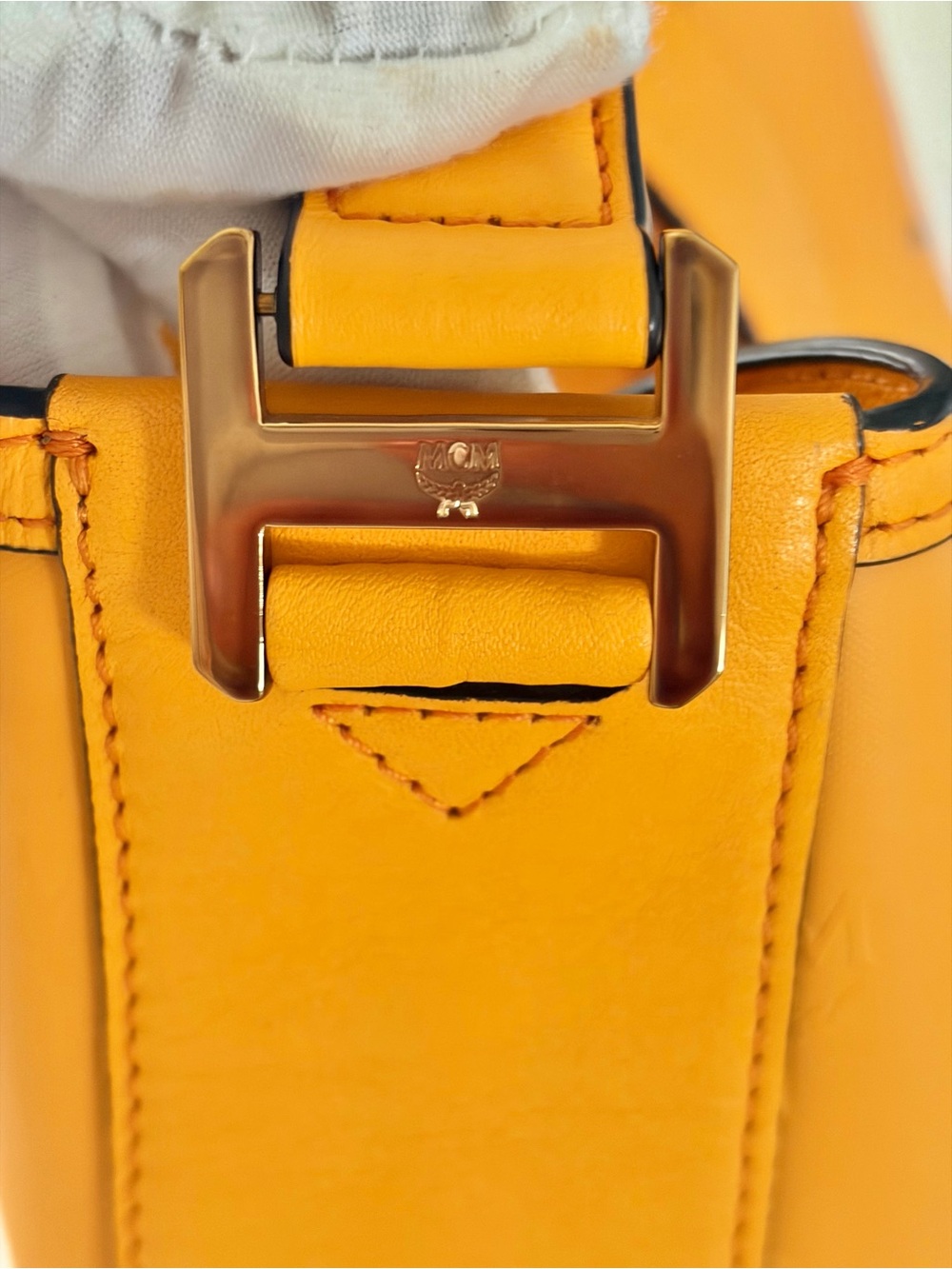 MCM Yellow Studded Leather Shoulder Bag with Pink MCM Wallet - Picture 4 of 16